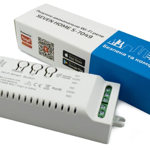 Розумне двоканальне Wi-Fi реле SEVEN HOME S-7049