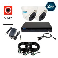 Комплект видеонаблюдения на 2 купольные 2 Мп аналоговые камеры SEVEN KS-7612I-2MP