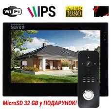 Комплект Wi-Fi домофона 7 дюймов с вызывной панелью SEVEN DP-7577/07Kit black