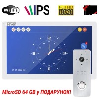 Комплект Wi-Fi домофона 10 дюймов с вызывной панелью SEVEN DP-7517/07Kit white