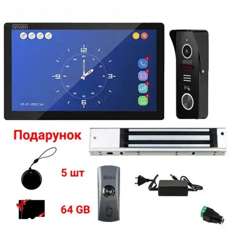 Комплект контроля доступа с магнитным замком 280 кг и Wi-Fi домофоном 10" SEVEN KD-7824