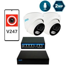 Комплект видеонаблюдения на 2 купольные 2 Мп IP-камеры SEVEN IP-7212W2-2MP