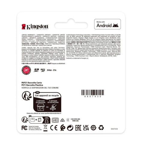 Карта памяти для домофона microSDXC Kingston Canvas Select Plus 128 GB Class 10 А1 UHS-1