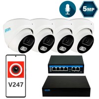 Комплект відеоспостереження на 4 купольні 5 Мп IP-камери SEVEN IP-7215W4-5MP