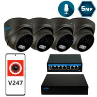 Комплект відеоспостереження на 4 купольні 5 Мп IP-камери SEVEN IP-7215B4-5MP