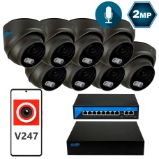 Комплект видеонаблюдения на 8 купольных 2 Мп IP-камер SEVEN IP-7212B8-2MP