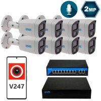 Комплект відеоспостереження на 8 циліндричних 2 Мп IP-камер SEVEN IP-7222W8-2MP