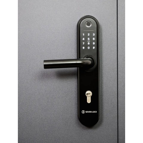 Умный дверной биометрический замок SEVEN LOCK SL-7768BF (85мм) black