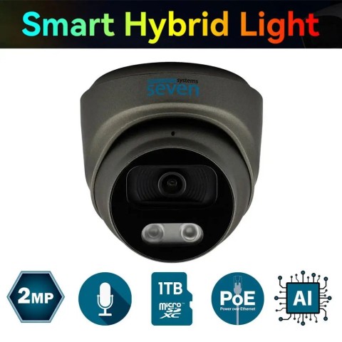 IP-відеокамера 2 Мп SEVEN IP-7212PA-DL black 2,8 мм з розумним подвійним підсвічуванням