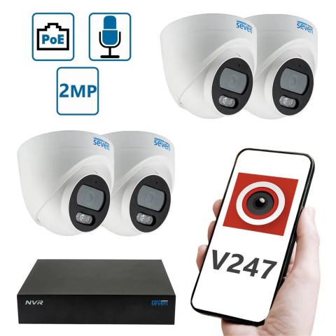 Комплект "Установи сам" IP-видеонаблюдения 2 Мп на 4 внутренние камеры SEVEN 4D2KIT