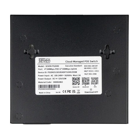 Хмарно керований 6-ти портовий PoE комутатор SEVEN PS204D