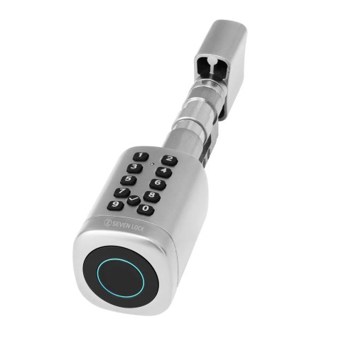 Умный дверной биометрический замок (цилиндр) SEVEN LOCK SL-7773BF silver (40-106 мм)