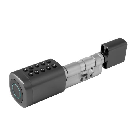 Умный дверной биометрический замок (цилиндр) SEVEN LOCK SL-7773BF black (40-106 мм)