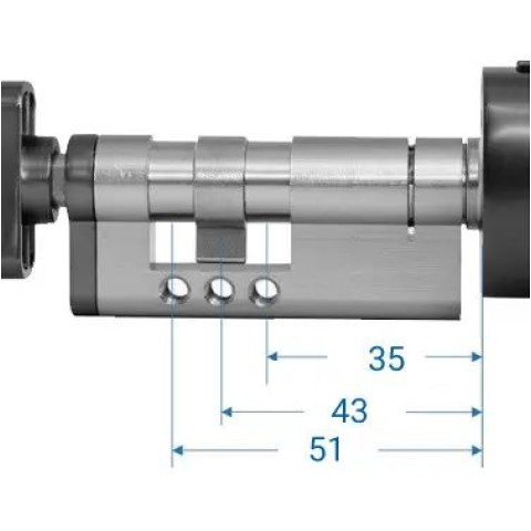 Умный дверной биометрический замок (цилиндр) SEVEN LOCK SL-7773BF black (40-106 мм)