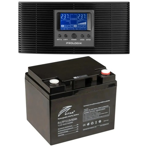Комплект резервного живлення Prologix 600 (PLP600XL) з АКБ LiFePo4 12.8V/50Ah