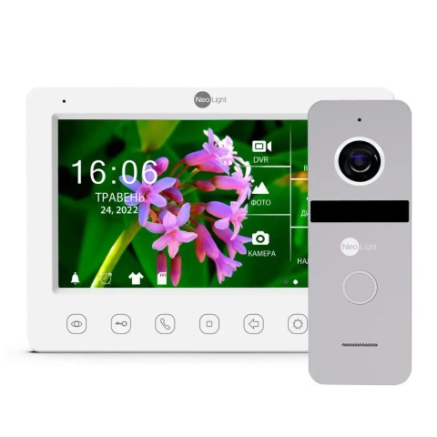 Комплект видеодомофона NeoLight Kappa+ HD WF 7 дюймов и вызывной панели NeoLight SOLO FHD Silver