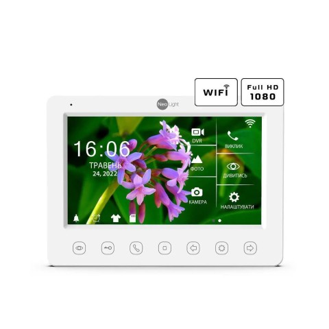 Комплект видеодомофонаNeoLight Kappa+ HD WF white 7 дюймов и вызывной панели NeoLight SOLO FHD Graphite