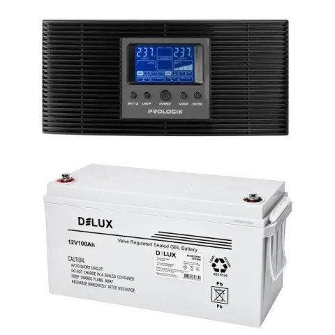 Комплект резервного питания Prologix 1200 (PLP1200XL) c АКБ Delux Gel 12V/100Ah