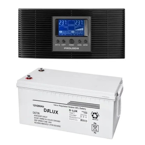 Комплект резервного питания Prologix 1200 (PLP1200XL) c АКБ Delux Gel 12V/200Ah