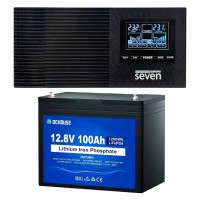 Комплект резервного питания SEVEN I-7964 1200ВА/1000Вт c АКБ LiFePO4 DC HOUSE 12.8V 100Ah Bluetooth