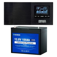 Комплект резервного питания SEVEN I-7964 1200ВА/1000Вт c АКБ LiFePO4 DC HOUSE 12.8V 100Ah Bluetooth