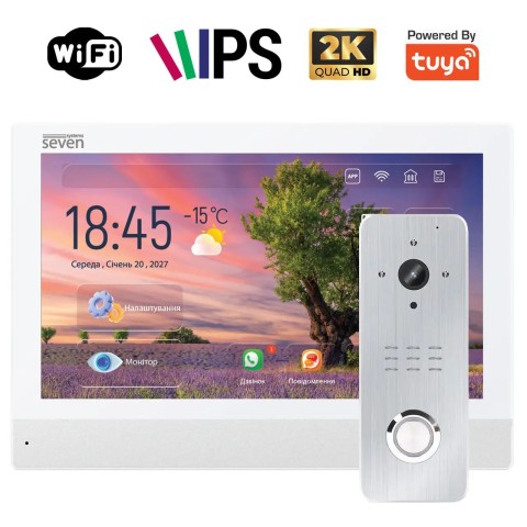 Комплект Wi-Fi домофону 7 дюймів з панеллю виклику SEVEN DP-7579/07Kit white