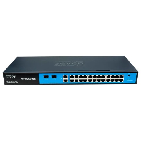 PoE комутатор 24 порти SEVEN P-73224G-2SFP (POE: 24, UP: 2 Combo G / SFP)