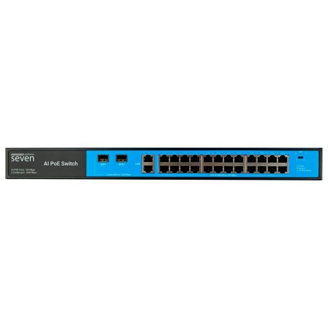 PoE комутатор 24 порти SEVEN P-73224G-2SFP (POE: 24, UP: 2 Combo G / SFP)