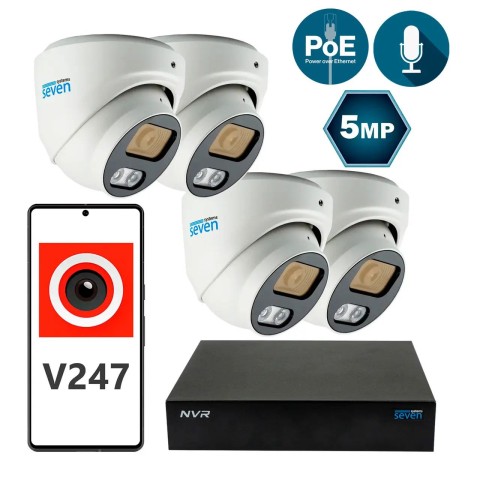 Комплект відеоспостереження на 4 купольні 1080p IP-відеокамери SEVEN 4D5