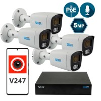 Комплект видеонаблюдения на 4 цилиндрических 1080p IP-видеокамеры SEVEN 4В5