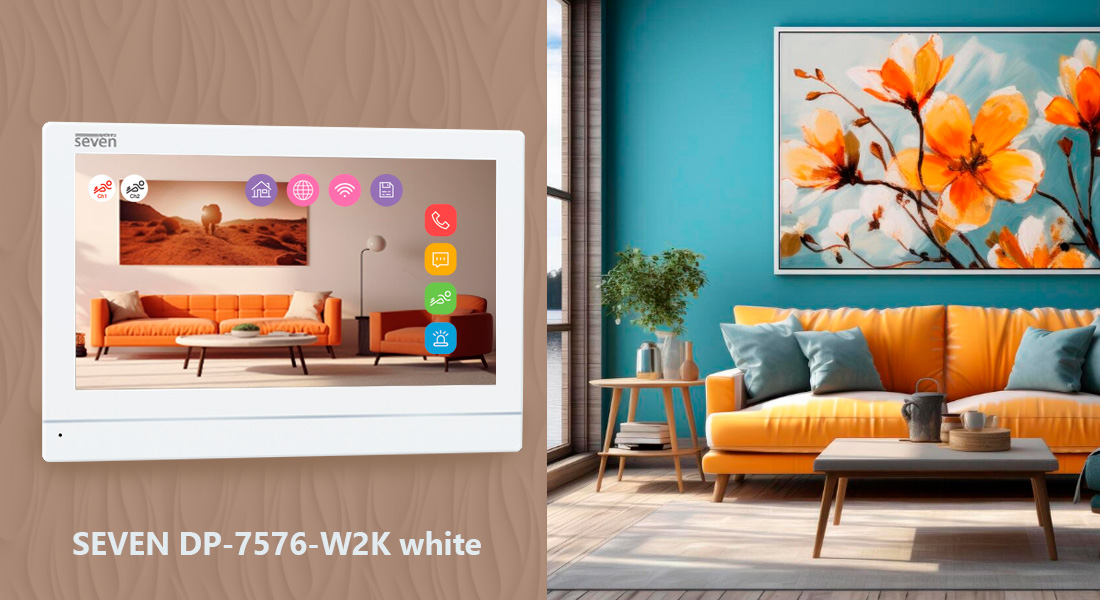Відеодомофон 7 дюймів з Wi-Fi SEVEN DP-7576-W2K white домофонія, відеодомофон, відеодомофон у квартиру, відеодомофон для дому, як працює домофон