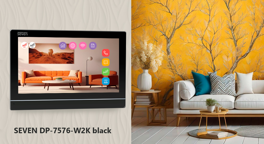 Відеодомофон 7 дюймів з Wi-Fi SEVEN DP-7576-W2K black домофонія, відеодомофон, відеодомофон у квартиру, відеодомофон для дому, як працює домофон