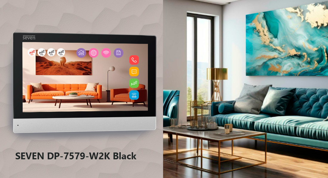 Відеодомофон 7 дюймів з Wi-Fi SEVEN DP-7579-W2K black домофонія, відеодомофон, відеодомофон у квартиру, відеодомофон для дому, як працює домофон