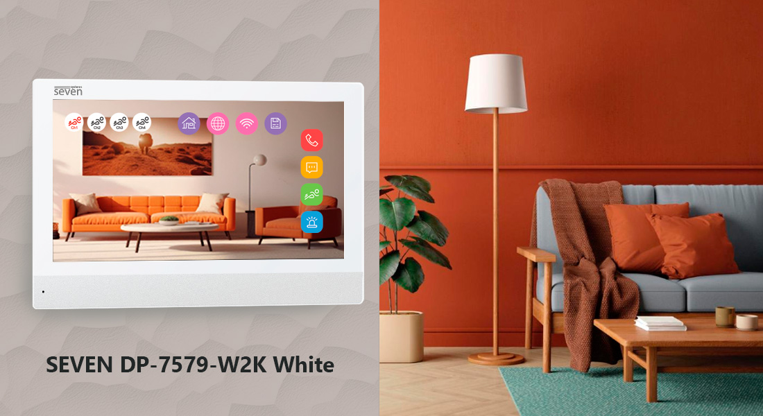 Відеодомофон 7 дюймів з Wi-Fi SEVEN DP-7579-W2K white домофонія, відеодомофон, відеодомофон у квартиру, відеодомофон для дому, як працює домофон